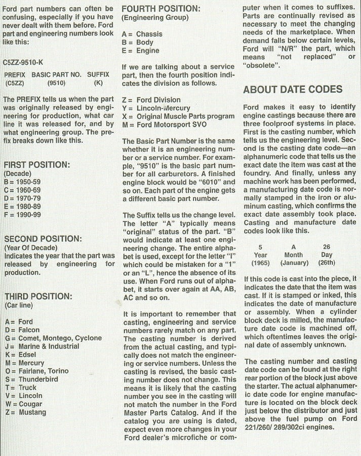 Ford cylinder head casting number decoder #3